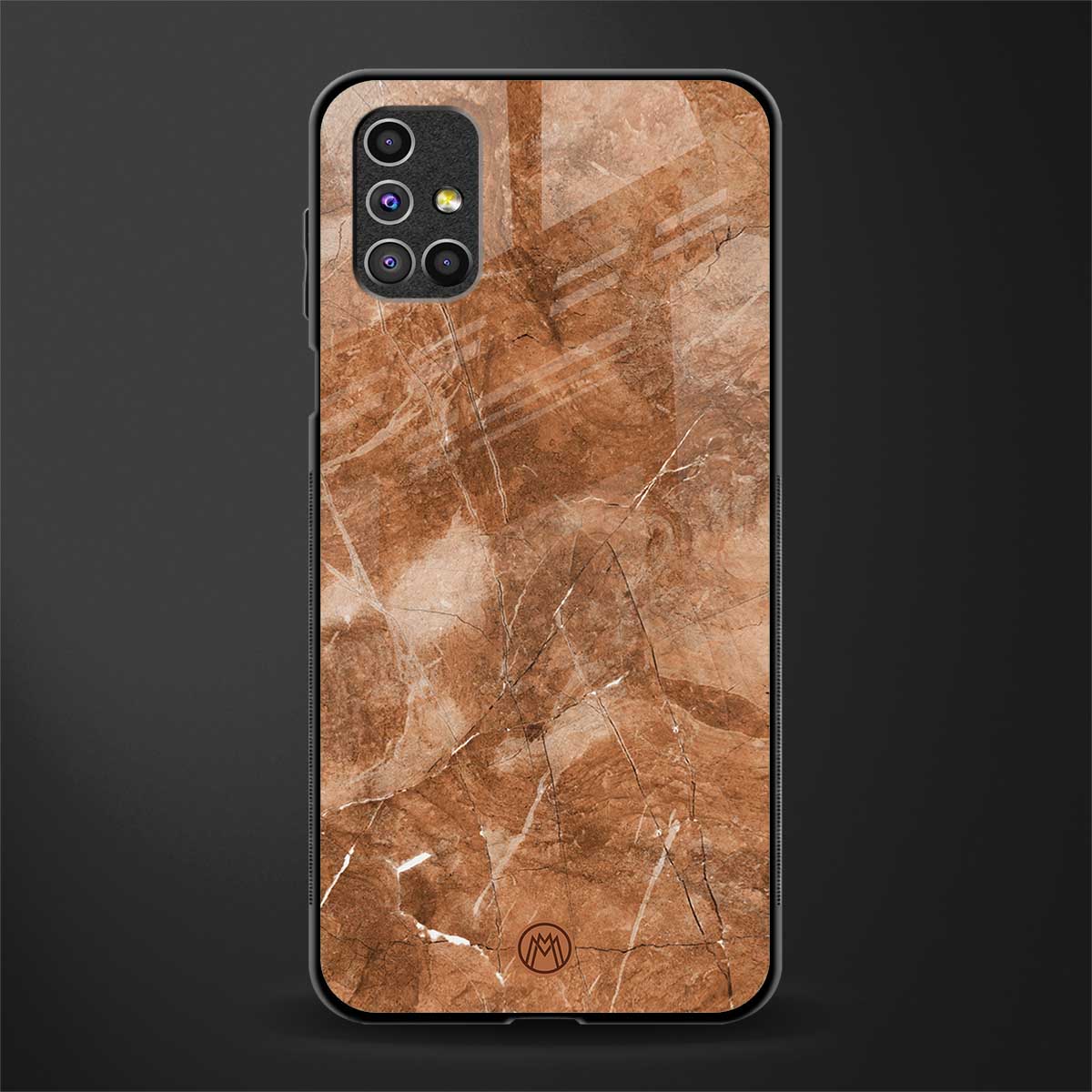 caramel brown marble glass case for samsung galaxy m51 image
