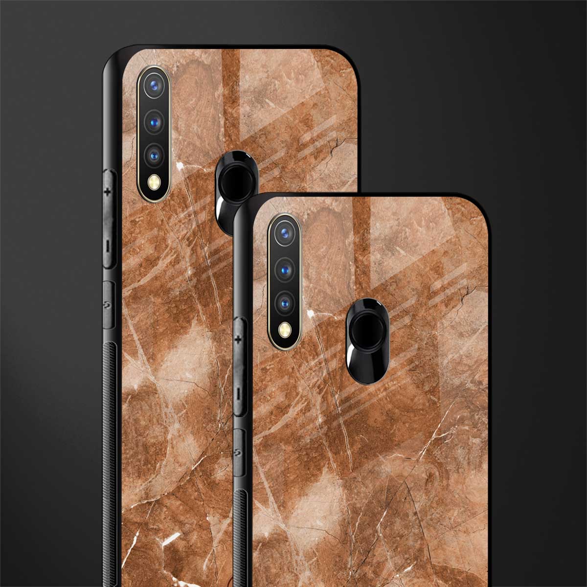 caramel brown marble glass case for vivo u20 image-2