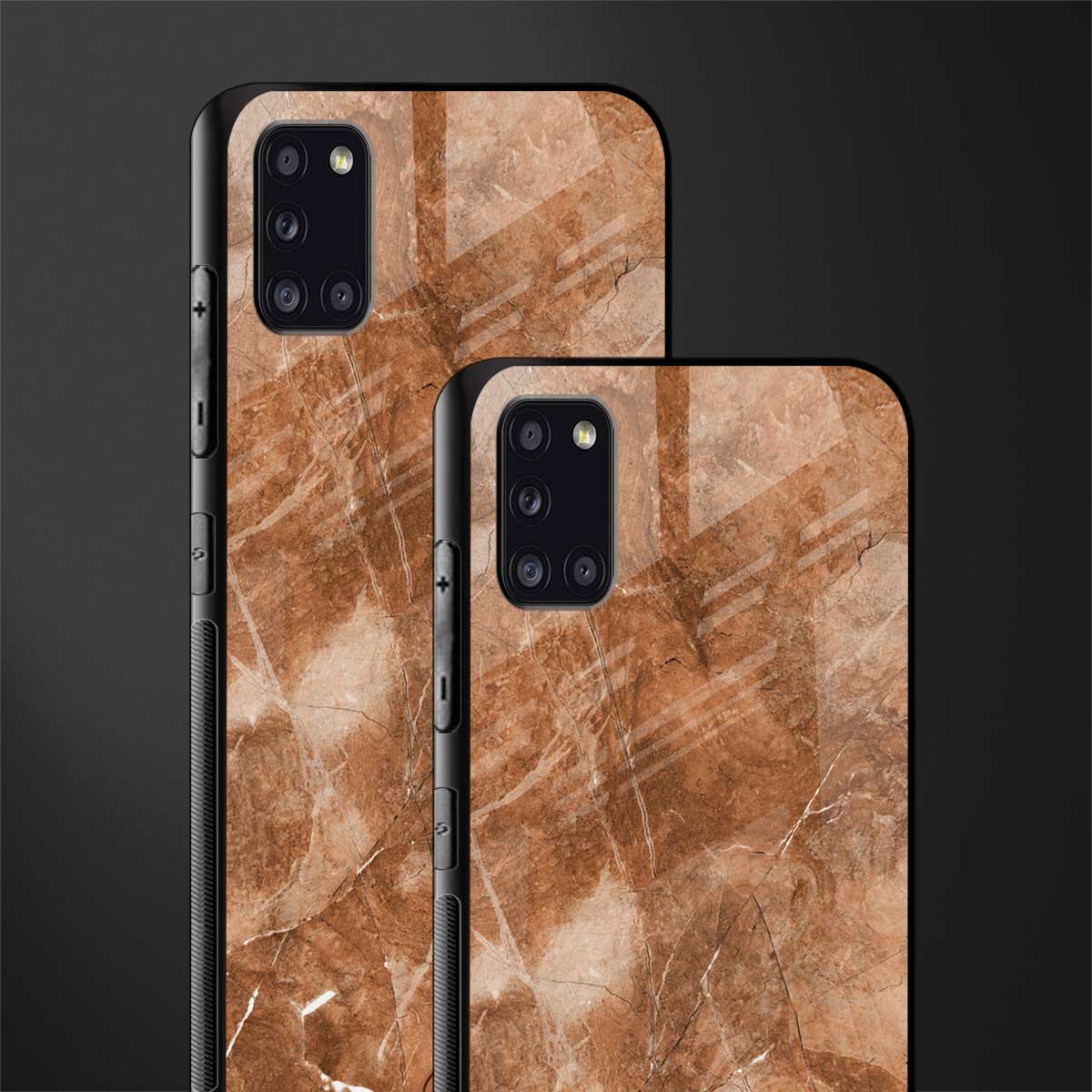 caramel brown marble glass case for samsung galaxy a31 image-2