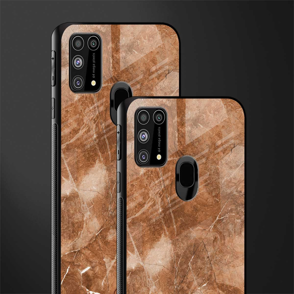 caramel brown marble glass case for samsung galaxy m31 prime edition image-2