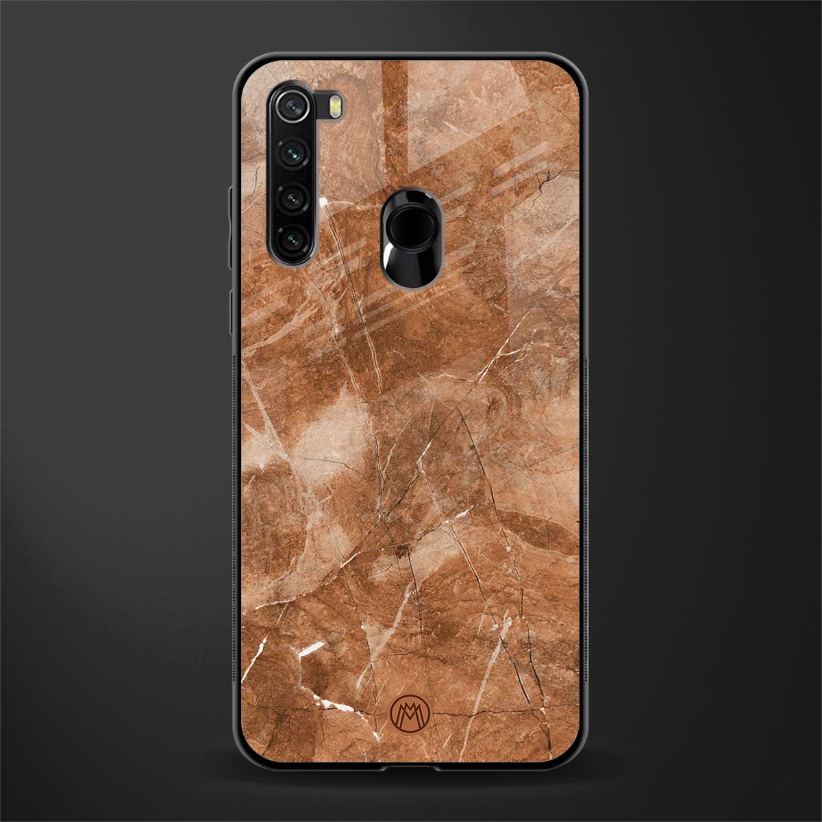 caramel brown marble glass case for redmi note 8 image
