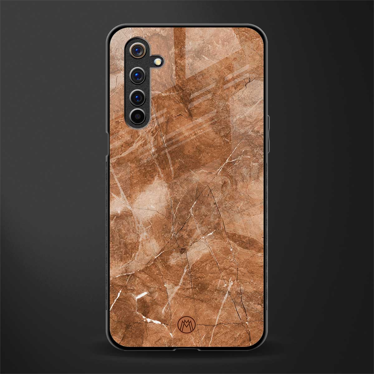 caramel brown marble glass case for realme 6 image