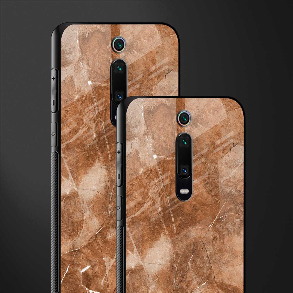caramel brown marble glass case for redmi k20 image-2