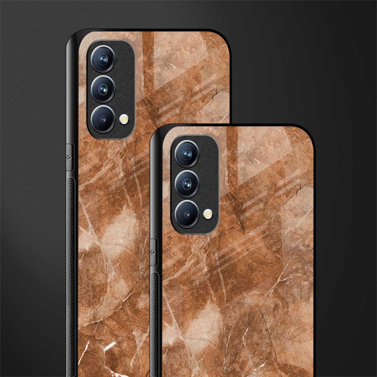 caramel brown marble glass case for oppo f19s image-2