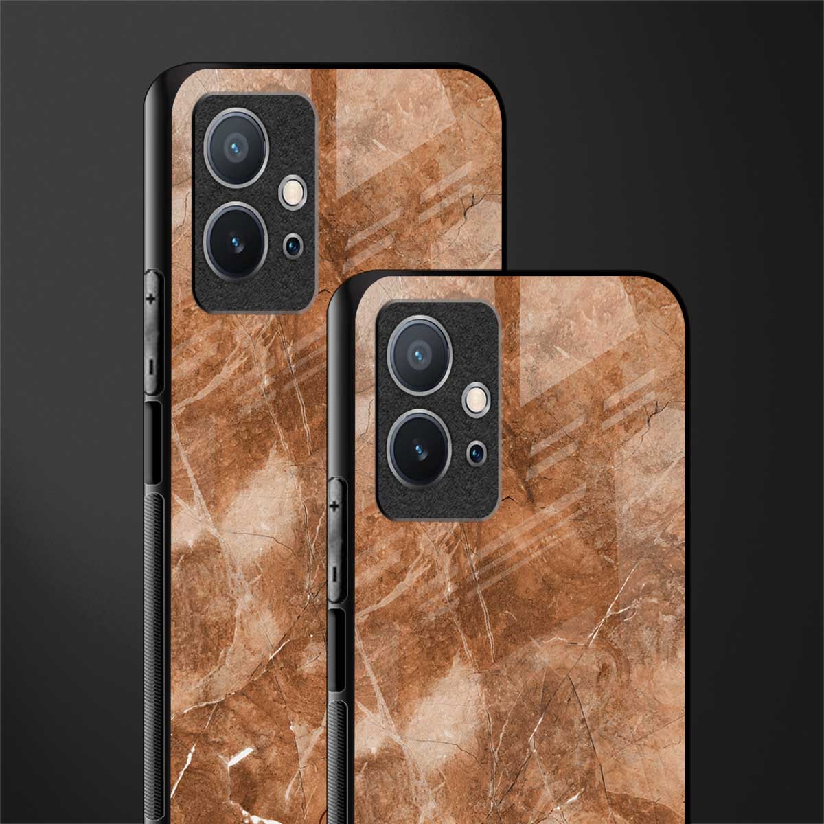 caramel brown marble glass case for vivo y75 5g image-2