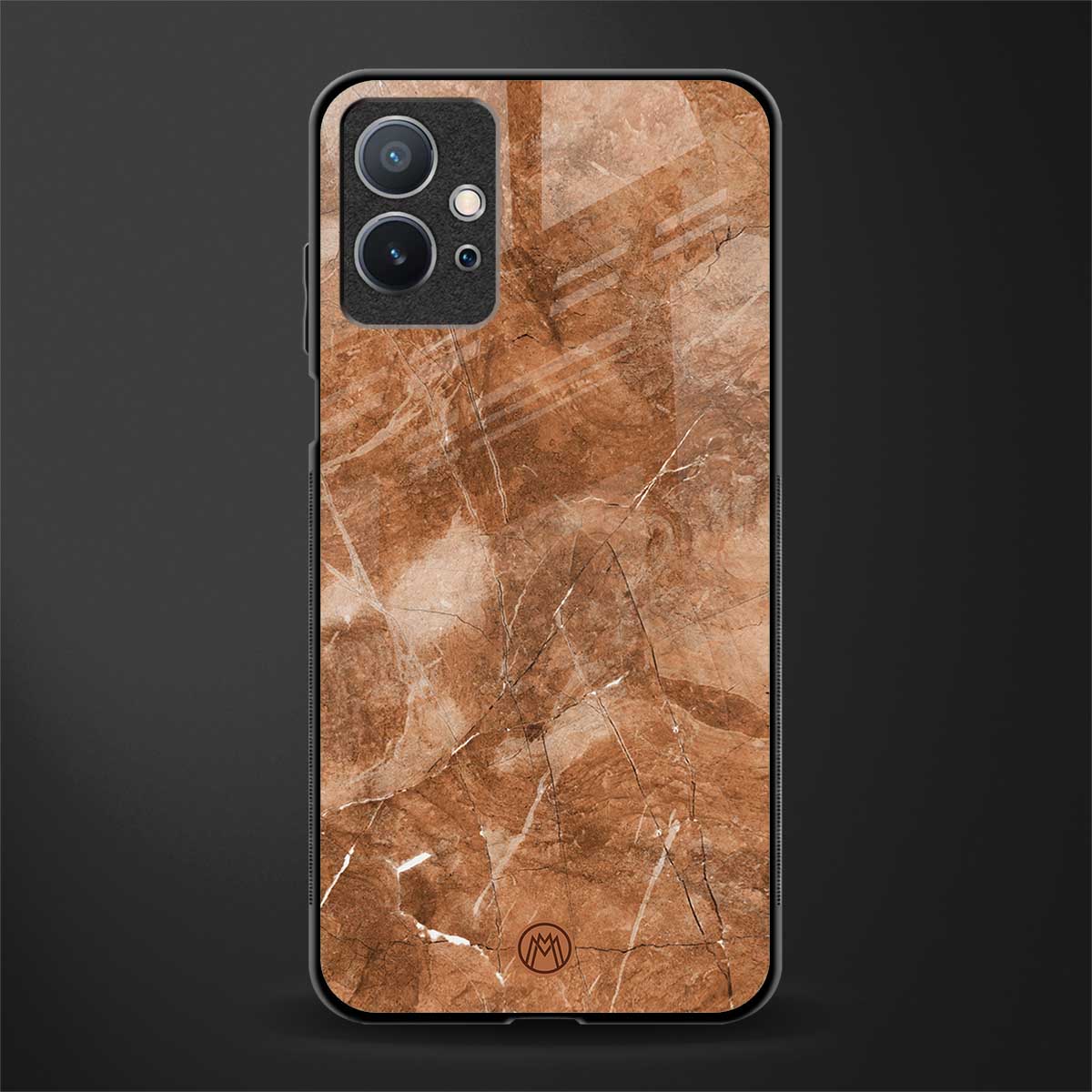 caramel brown marble glass case for vivo y75 5g image