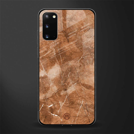 caramel brown marble glass case for samsung galaxy s20 image