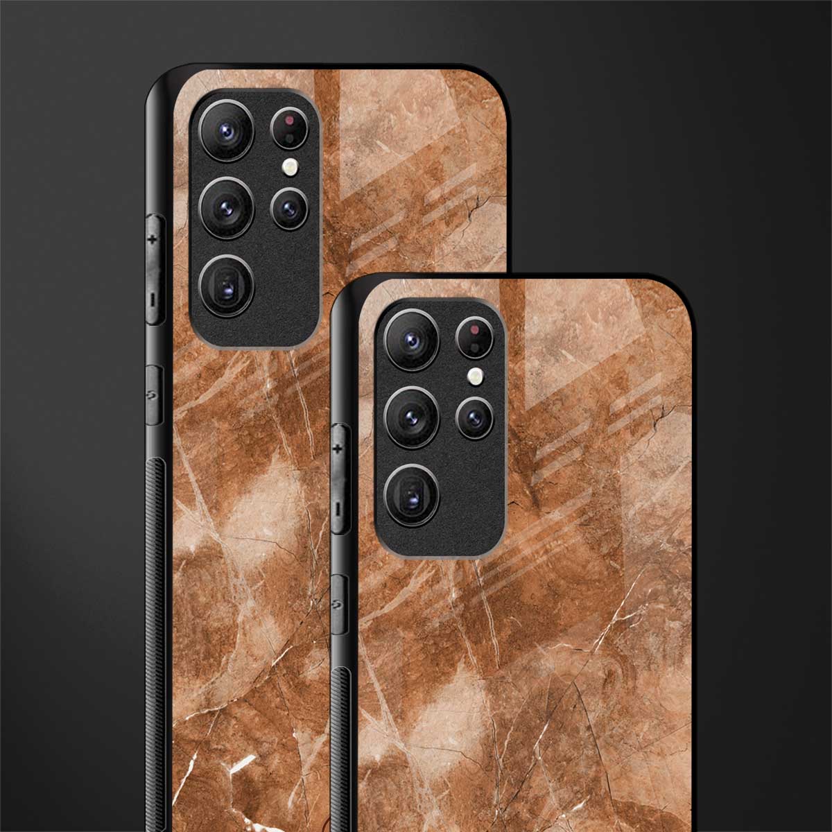 caramel brown marble glass case for samsung galaxy s22 ultra 5g image-2