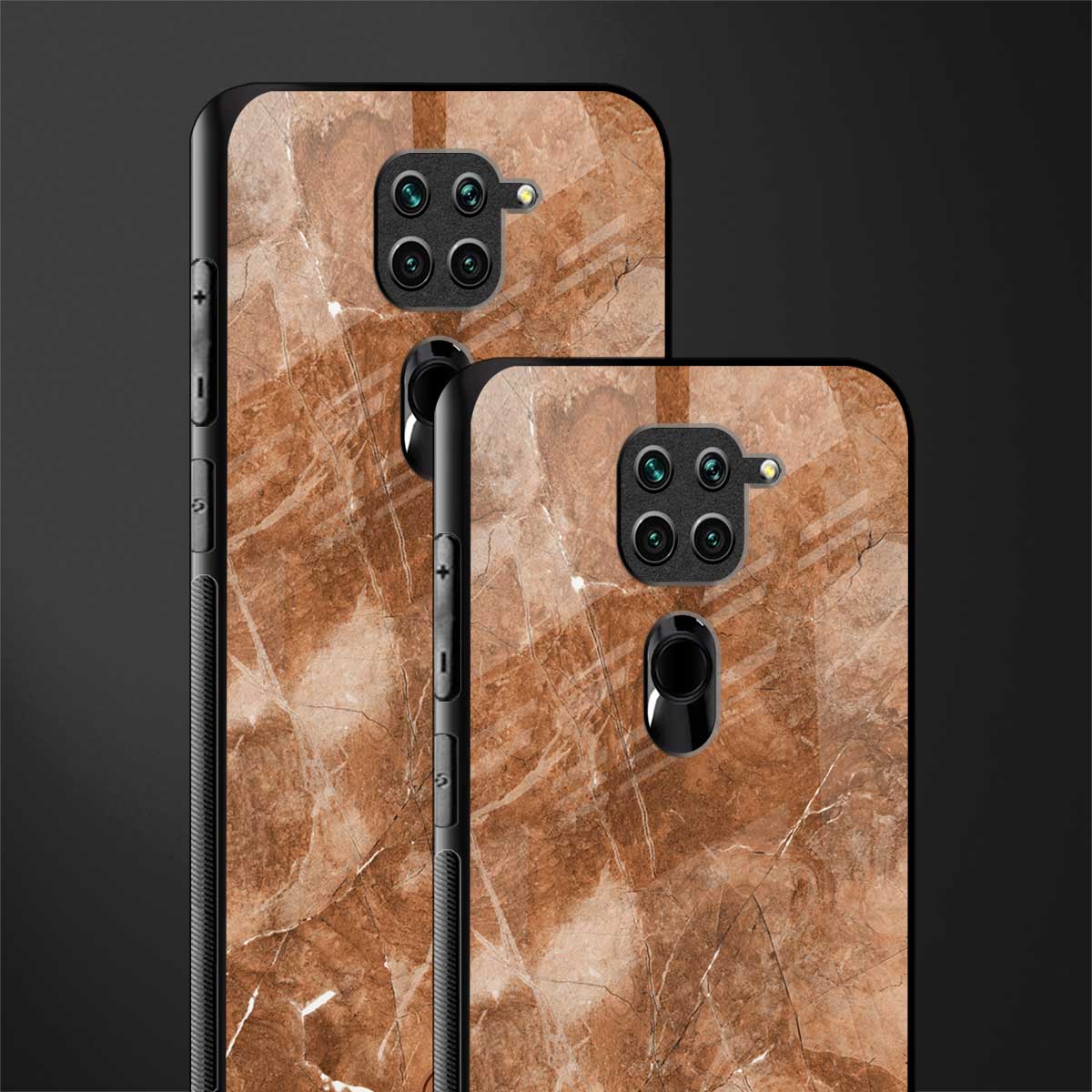 caramel brown marble glass case for redmi note 9 image-2
