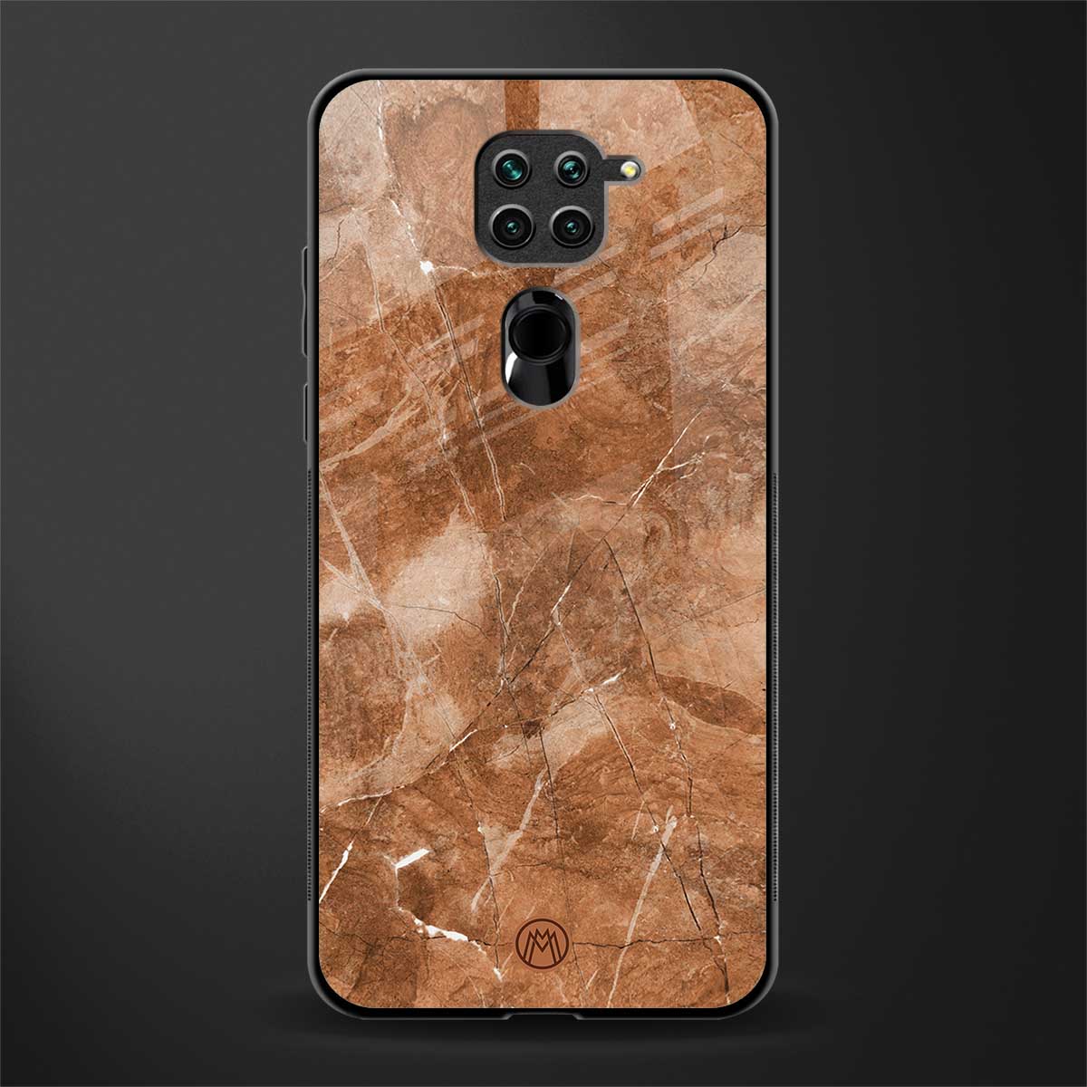 caramel brown marble glass case for redmi note 9 image