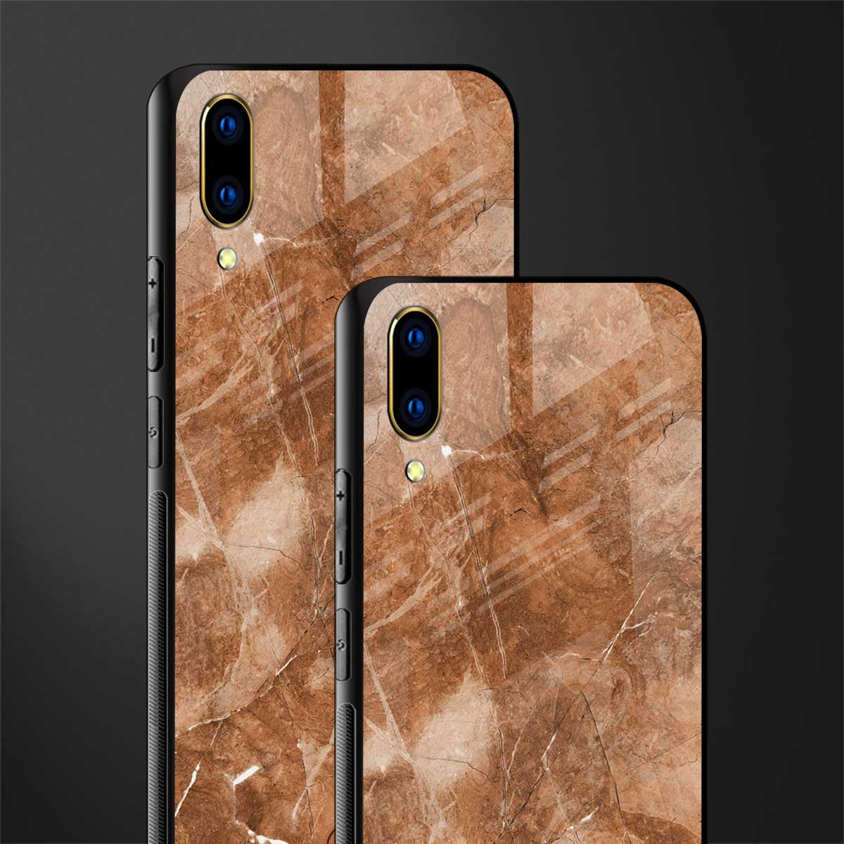 caramel brown marble glass case for vivo v11 pro image-2