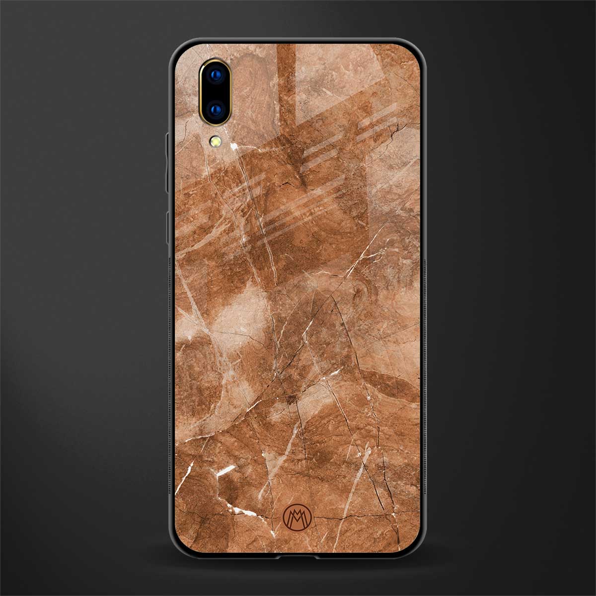 caramel brown marble glass case for vivo v11 pro image