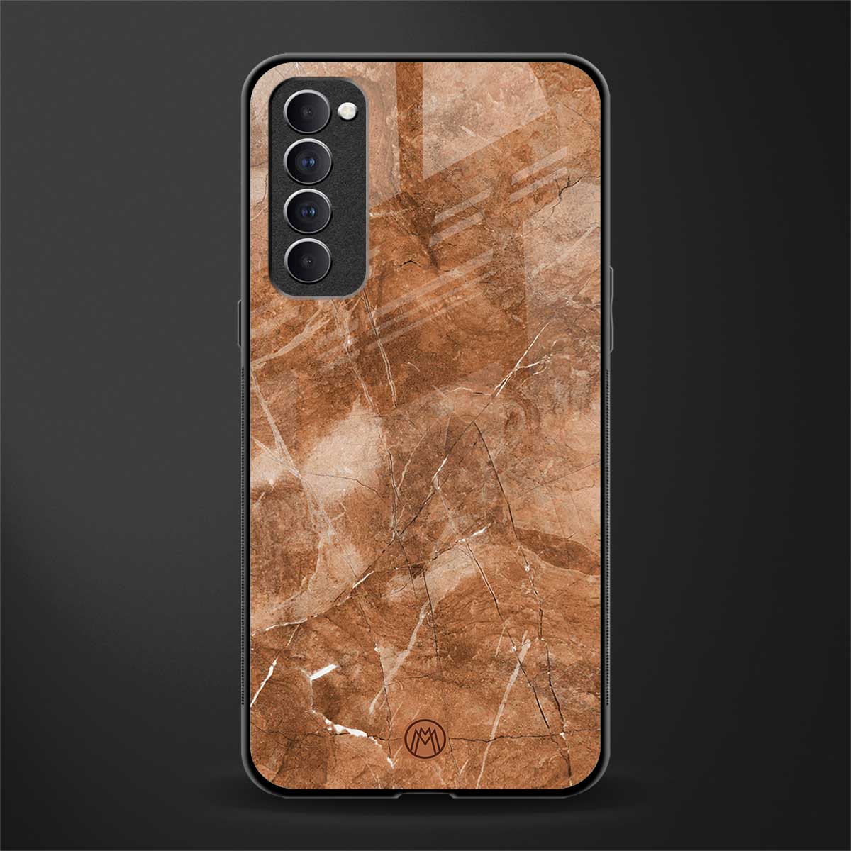 caramel brown marble glass case for oppo reno 4 pro image