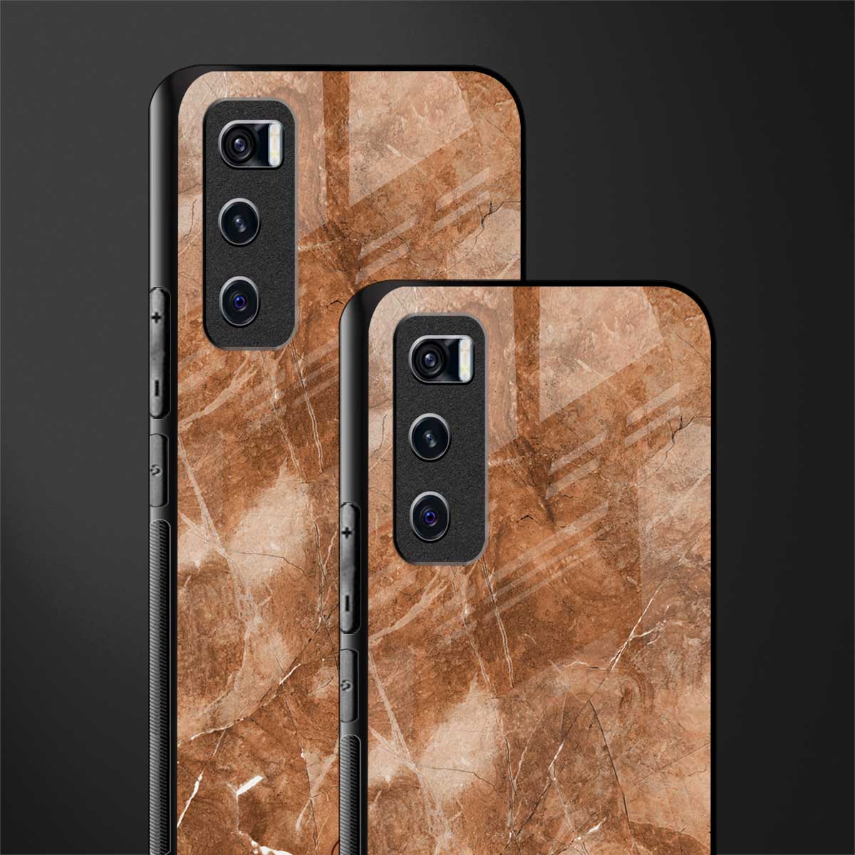 caramel brown marble glass case for vivo v20 se image-2