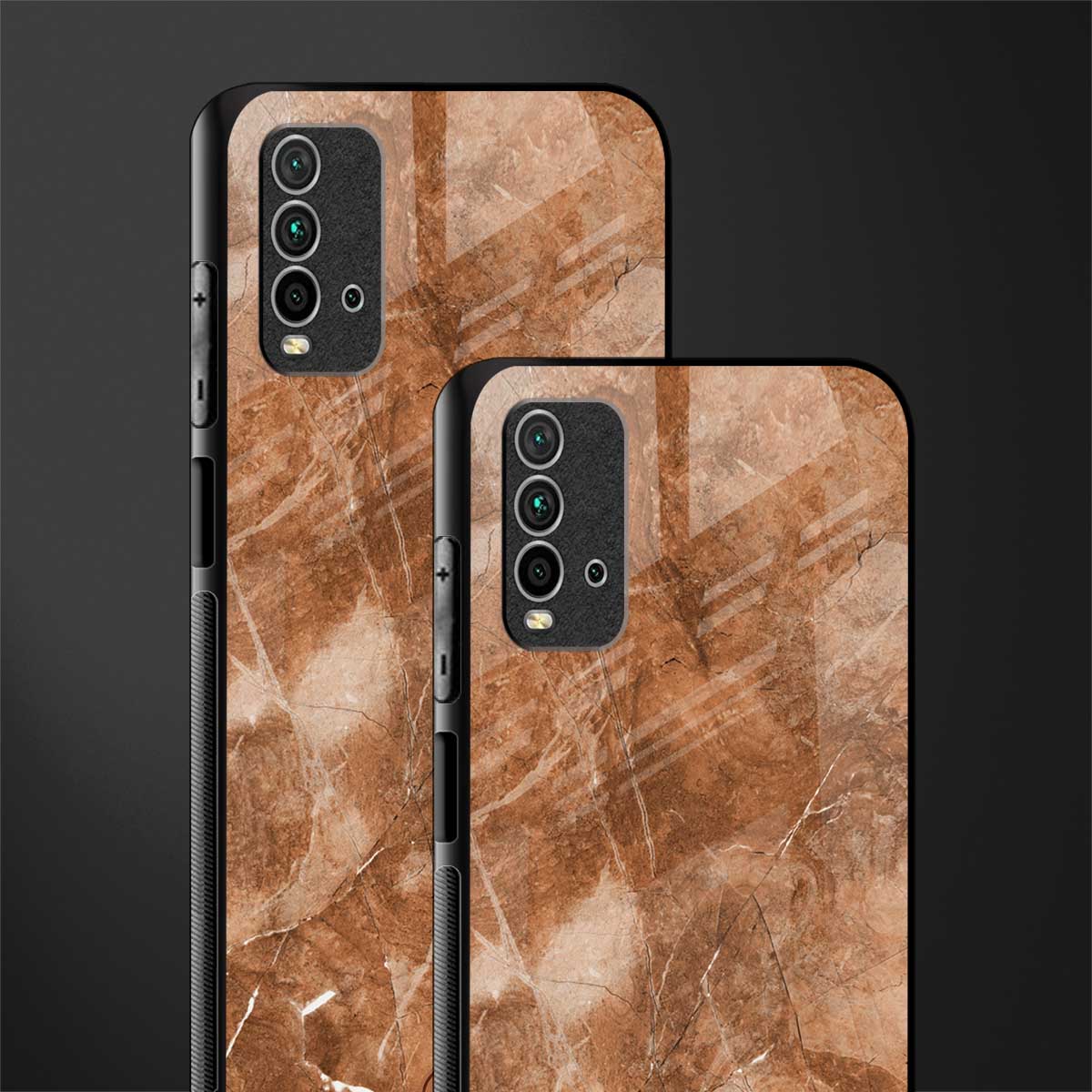 caramel brown marble glass case for redmi 9 power image-2
