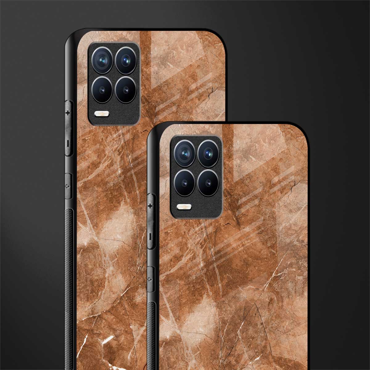 caramel brown marble glass case for realme 8 4g image-2