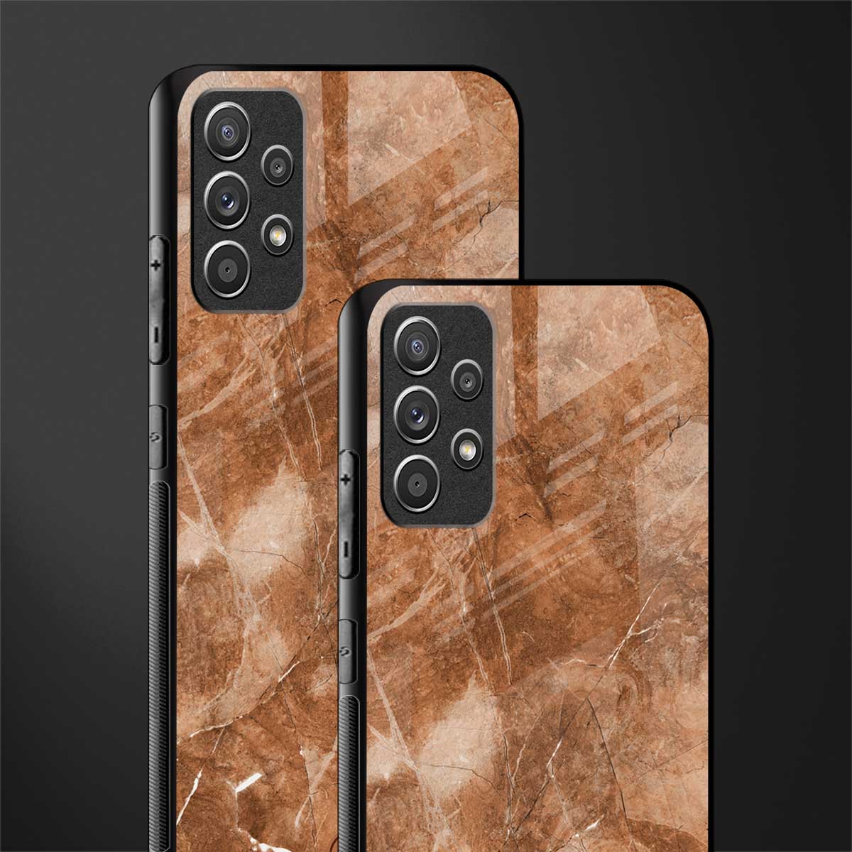 caramel brown marble glass case for samsung galaxy a72 image-2