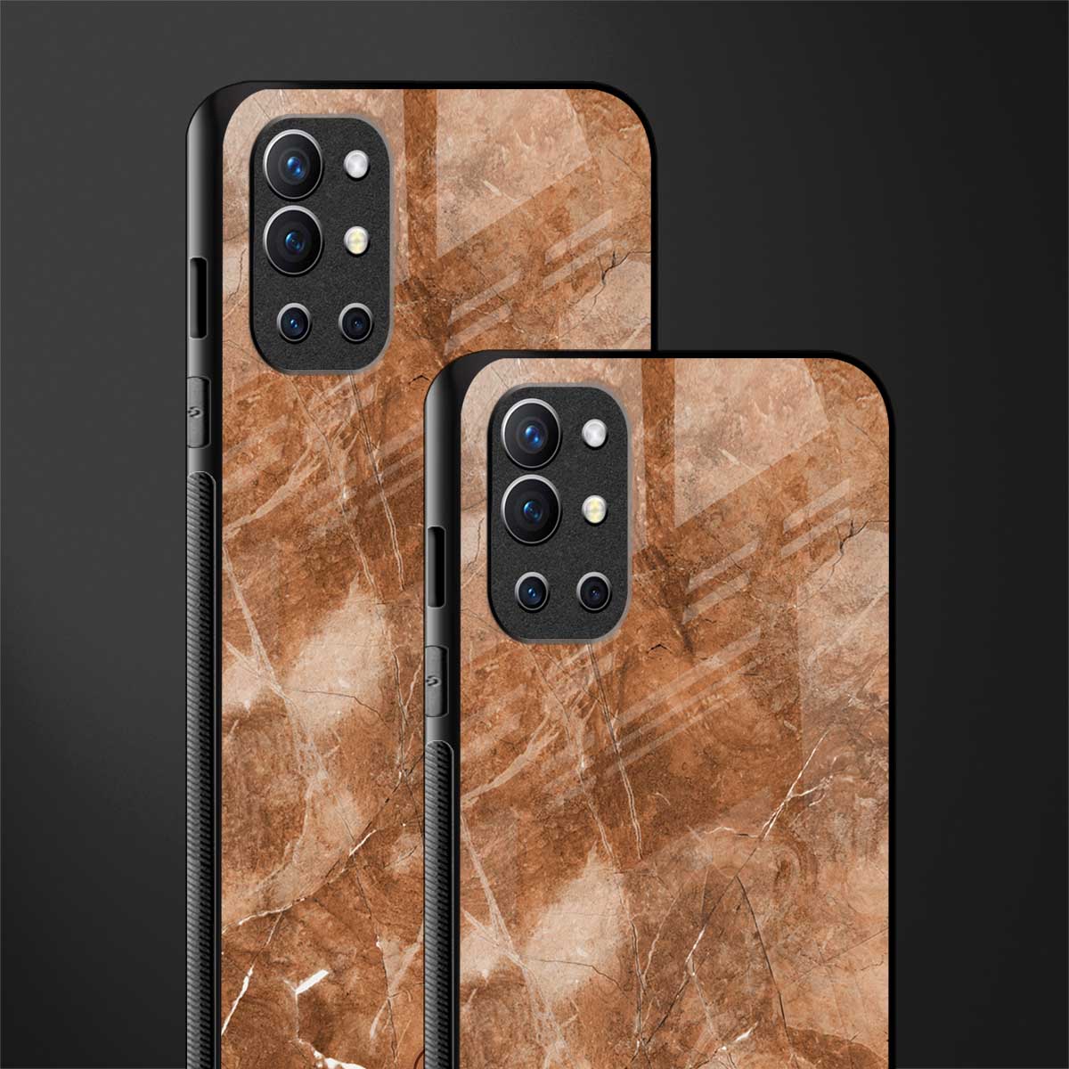caramel brown marble glass case for oneplus 9r image-2