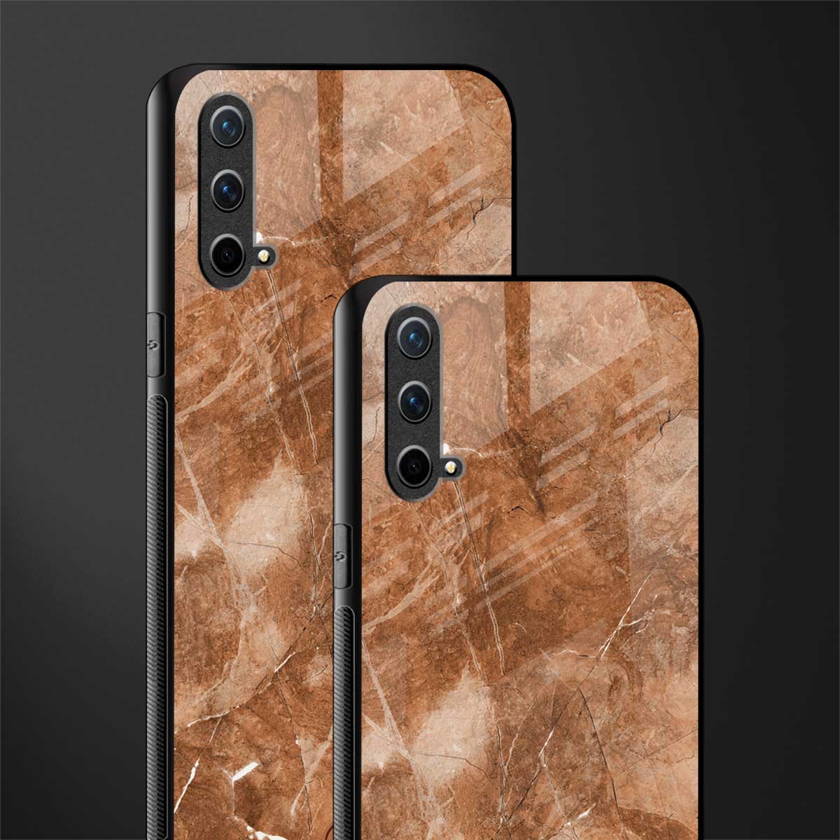 caramel brown marble glass case for oneplus nord ce 5g image-2