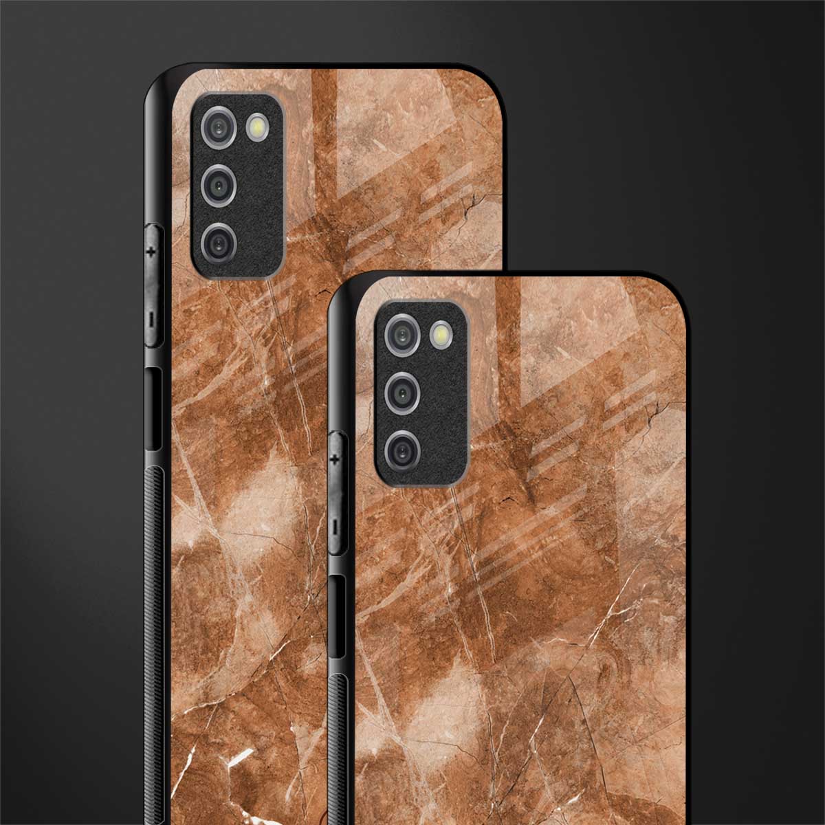 caramel brown marble glass case for samsung galaxy a03s image-2