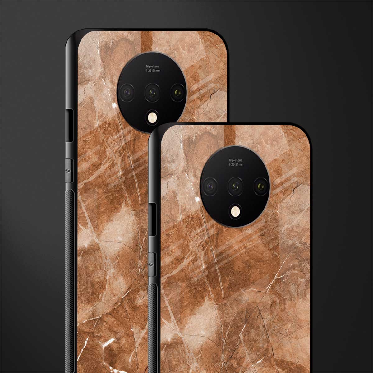 caramel brown marble glass case for oneplus 7t image-2