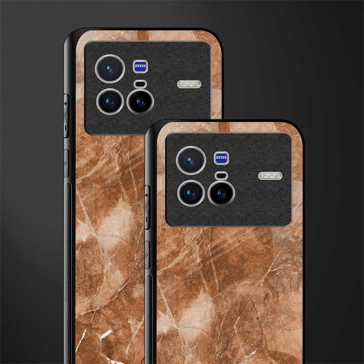 caramel brown marble glass case for vivo x80 image-2