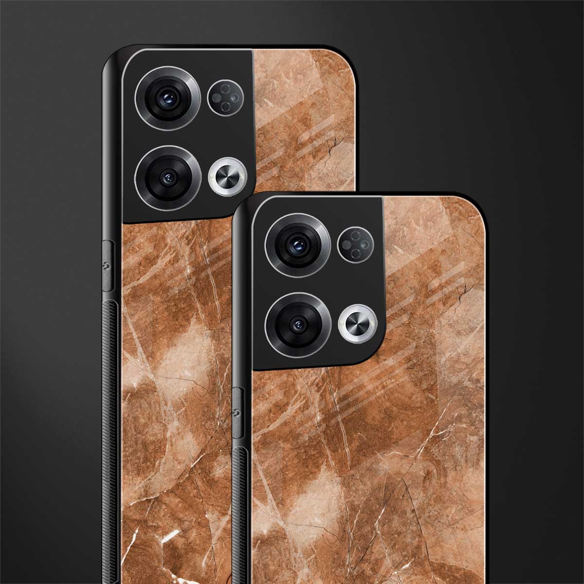 caramel brown marble back phone cover | glass case for oppo reno 8 pro