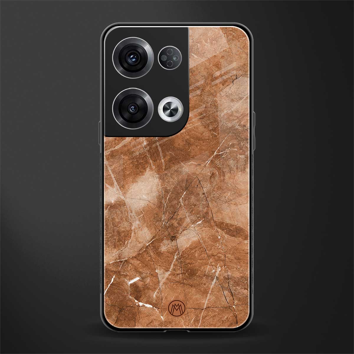 caramel brown marble back phone cover | glass case for oppo reno 8 pro