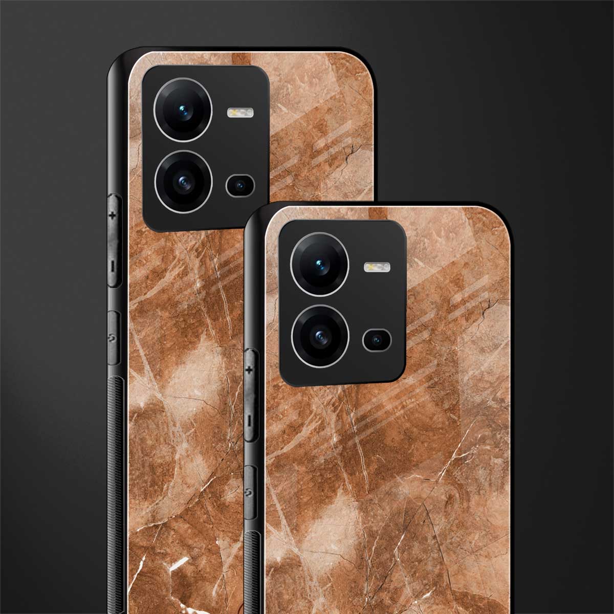 caramel brown marble back phone cover | glass case for vivo v25-5g