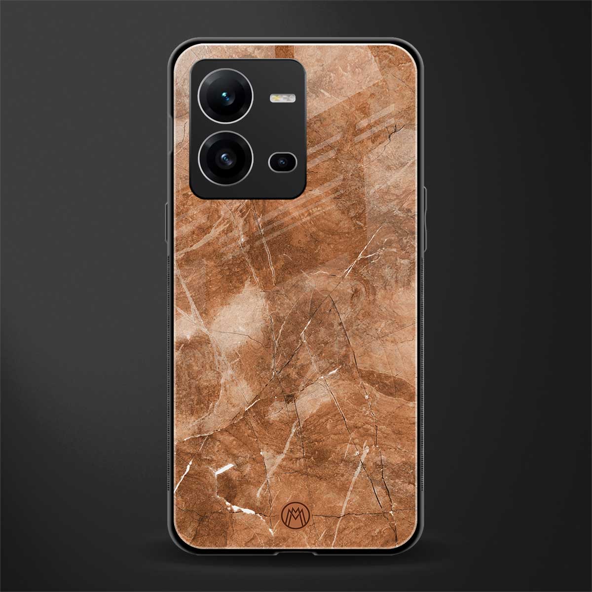 caramel brown marble back phone cover | glass case for vivo v25-5g
