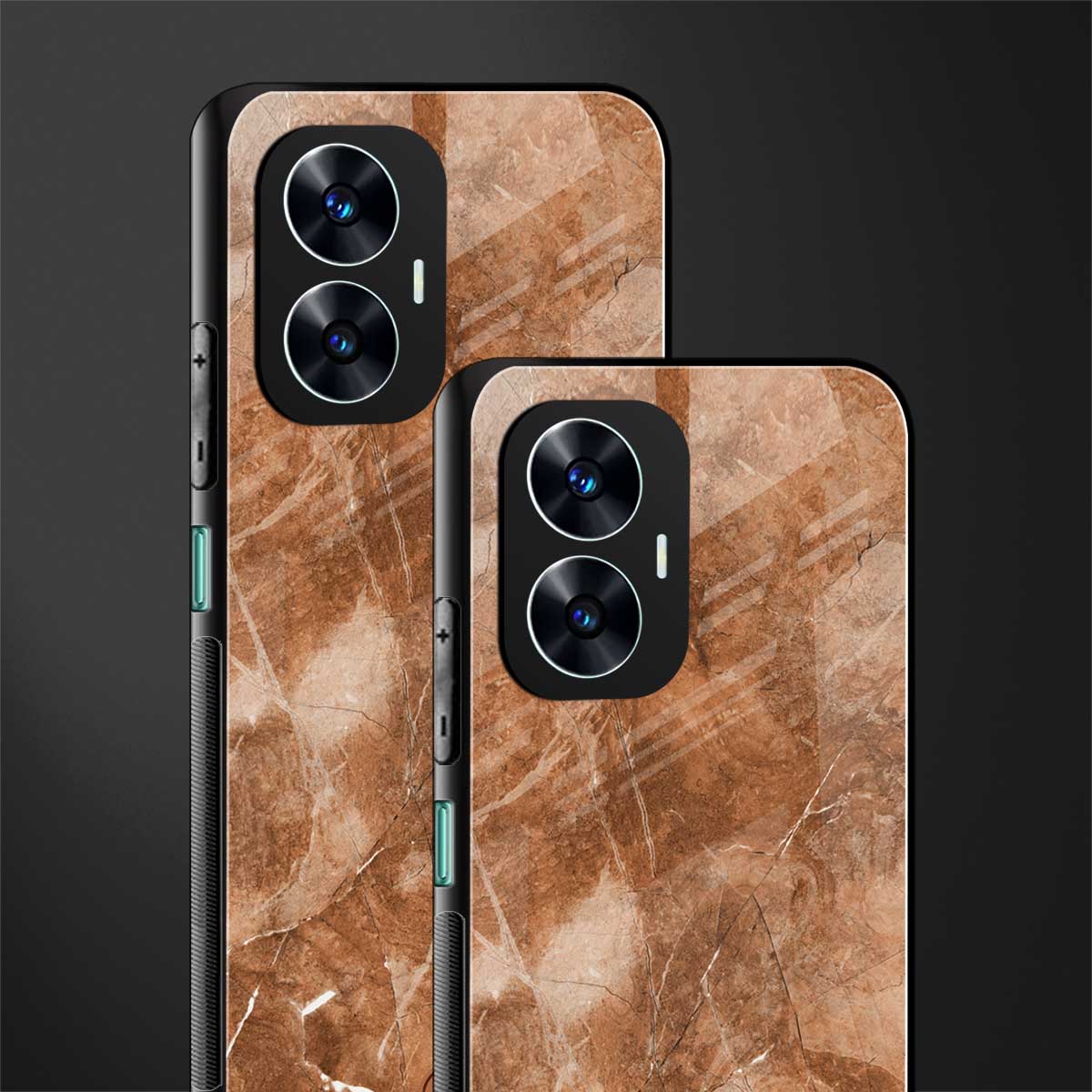 caramel brown marble back phone cover | glass case for realme c55