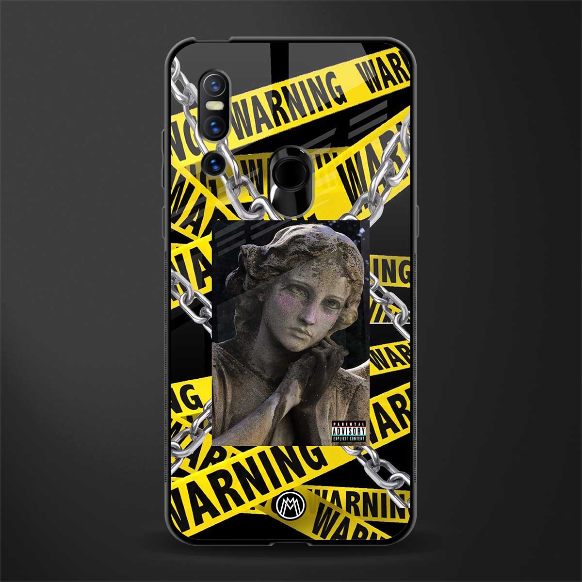 caution glass case for vivo v15 image