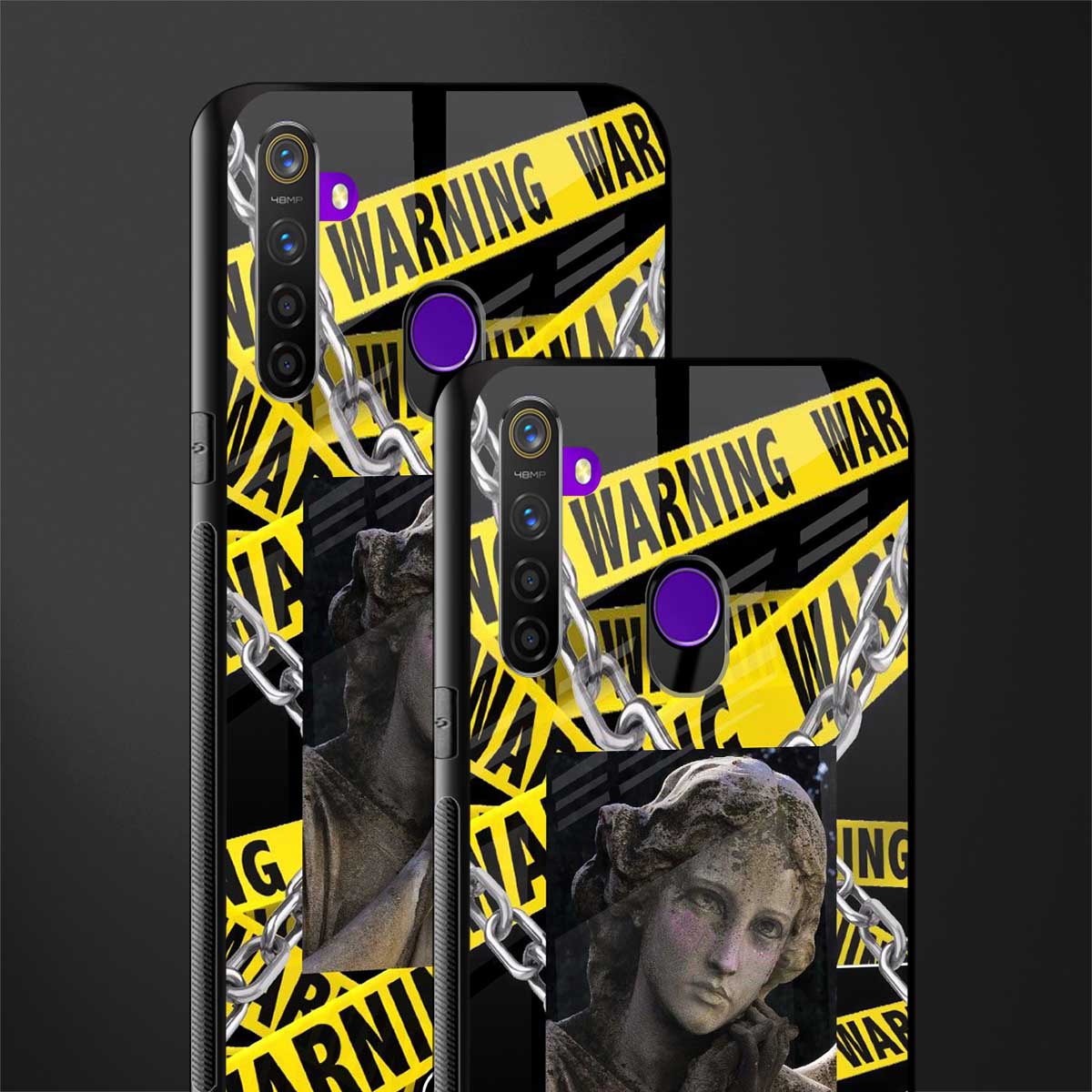 caution glass case for realme 5s image-2