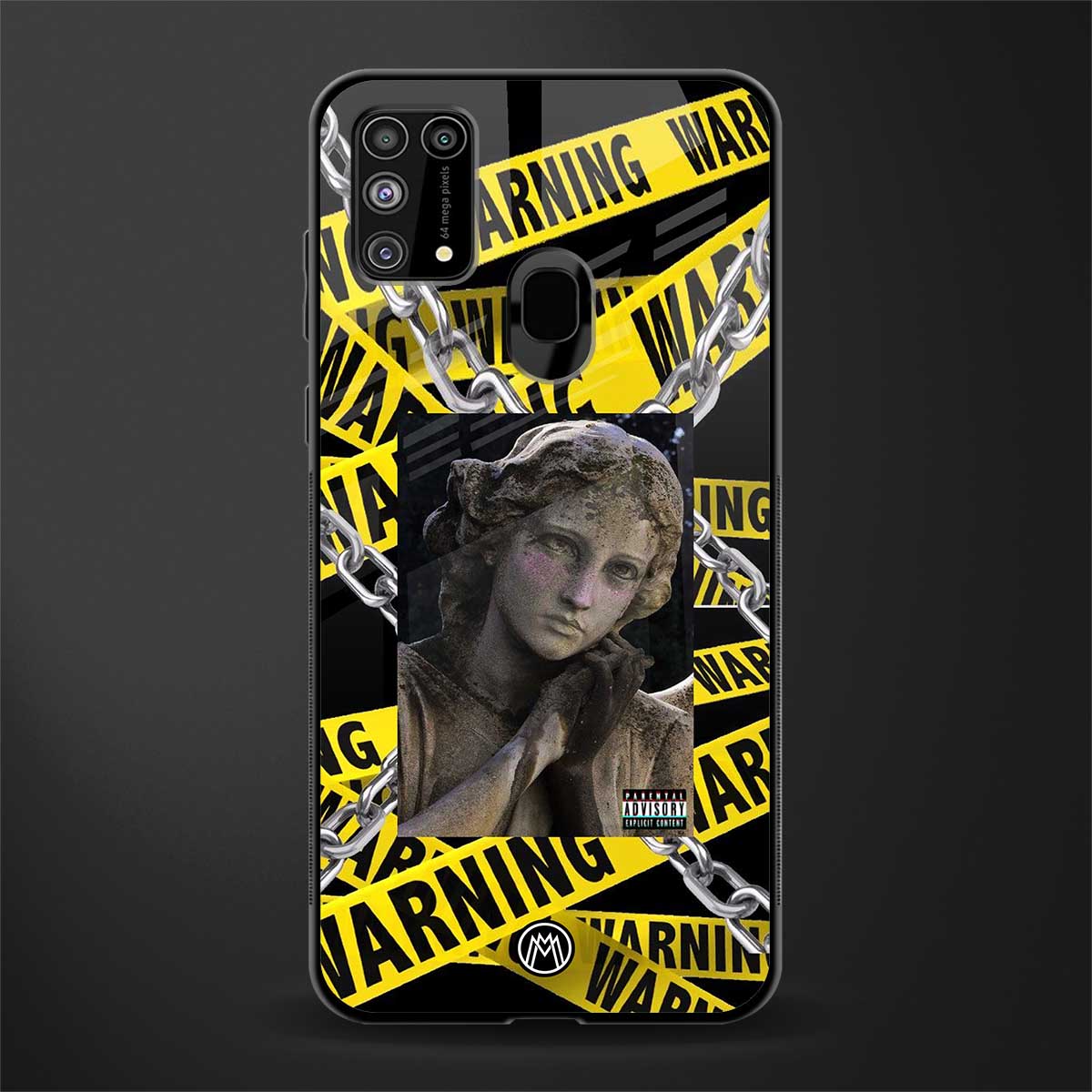 caution glass case for samsung galaxy m31 image