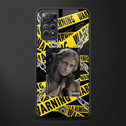 caution back phone cover | glass case for redmi note 11 pro plus 4g/5g