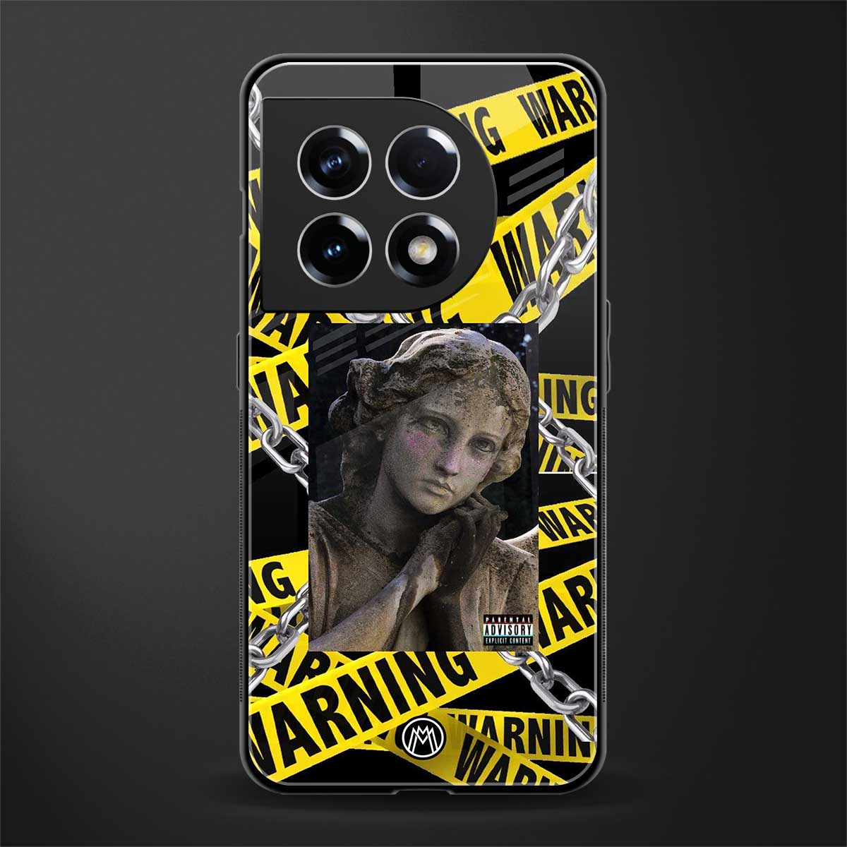 caution back phone cover | glass case for oneplus 11