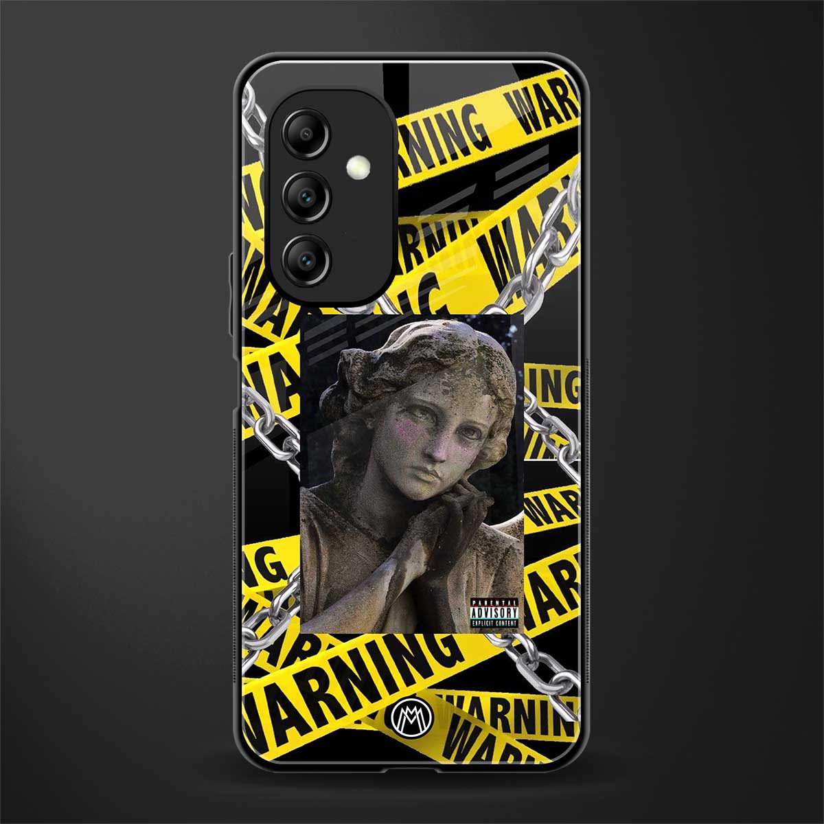 caution back phone cover | glass case for samsung galaxy a14 5g