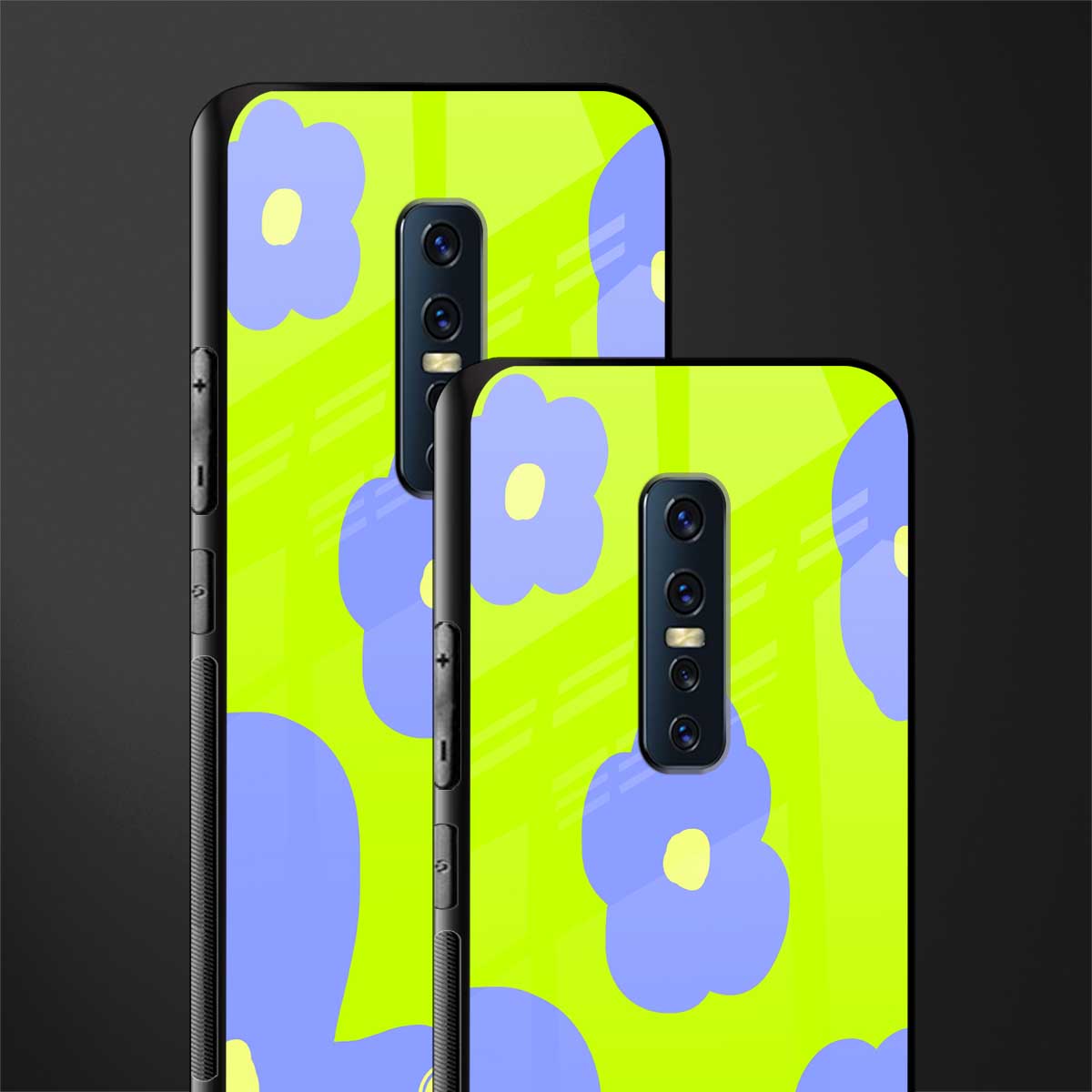 chartreuse arctic flowers glass case for vivo v17 pro image-2