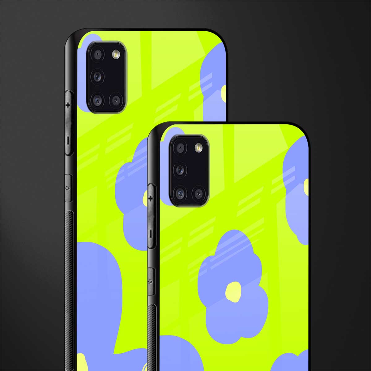 chartreuse arctic flowers glass case for samsung galaxy a31 image-2