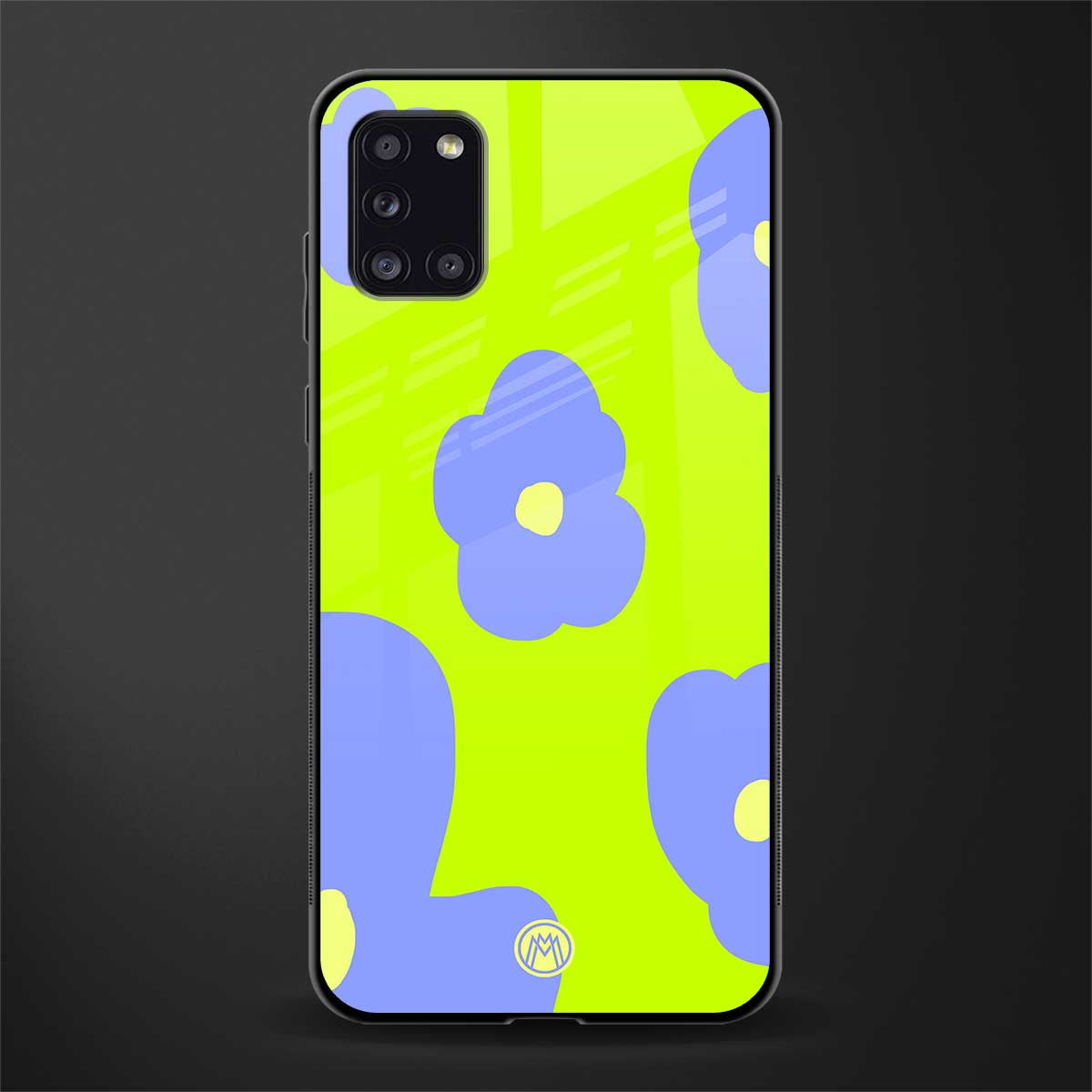 chartreuse arctic flowers glass case for samsung galaxy a31 image