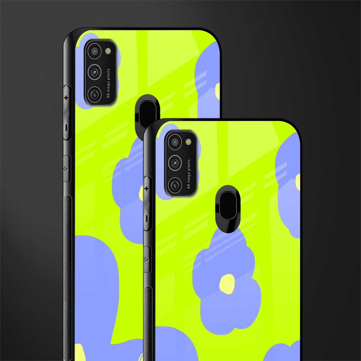 chartreuse arctic flowers glass case for samsung galaxy m21 image-2