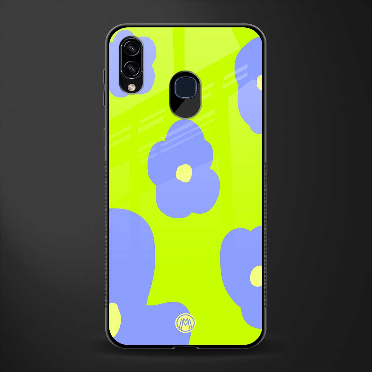 chartreuse arctic flowers glass case for samsung galaxy a30 image