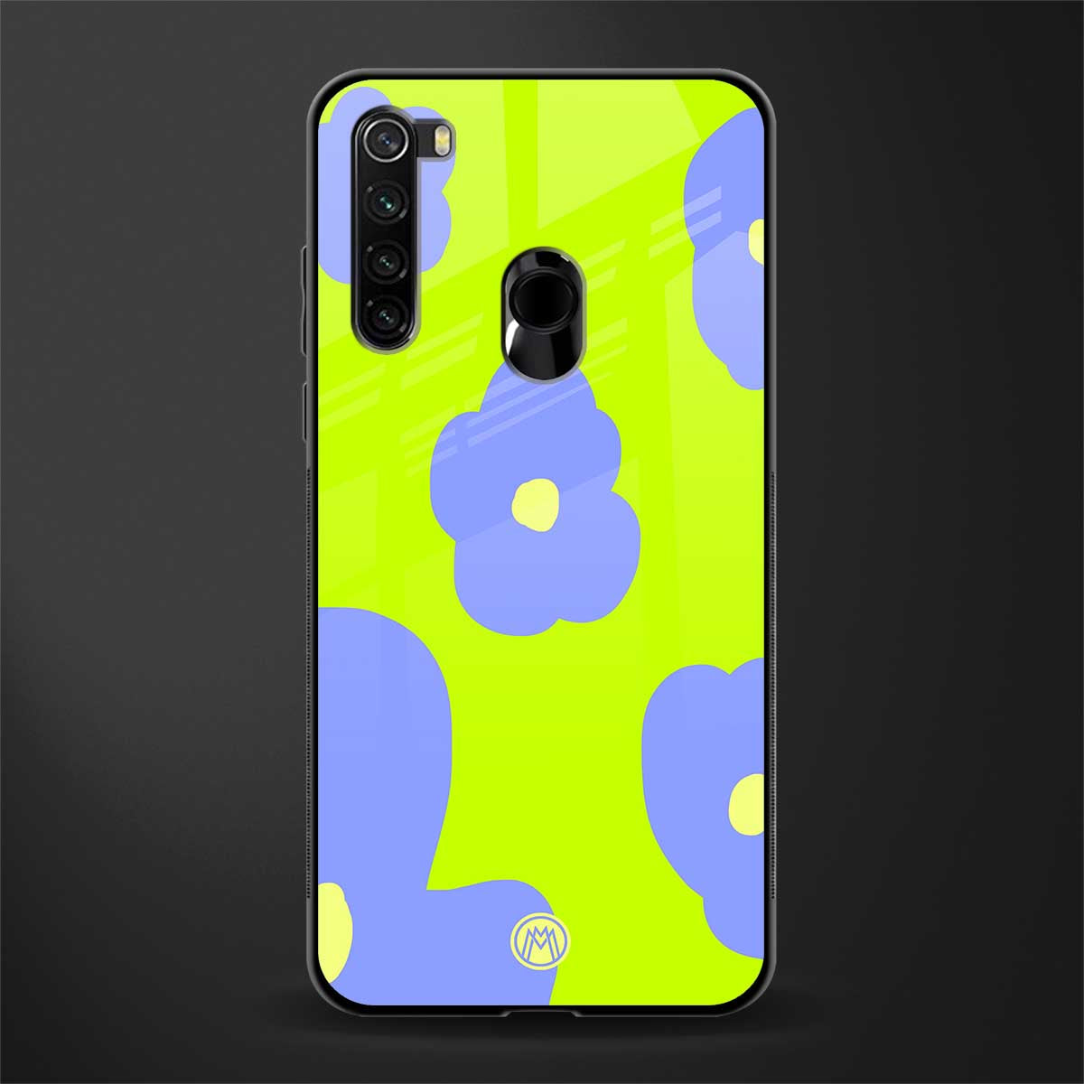 chartreuse arctic flowers glass case for redmi note 8 image