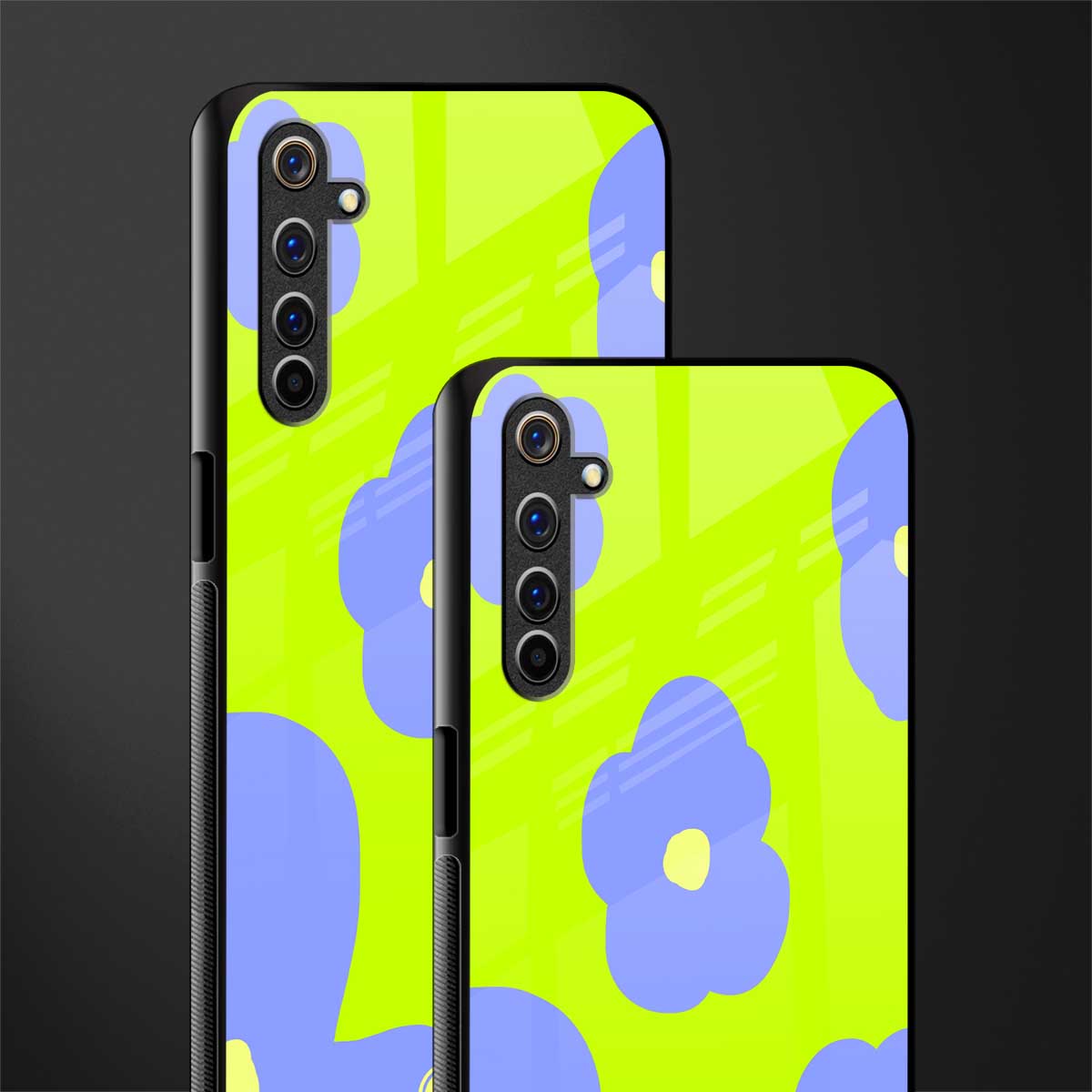 chartreuse arctic flowers glass case for realme 6i image-2