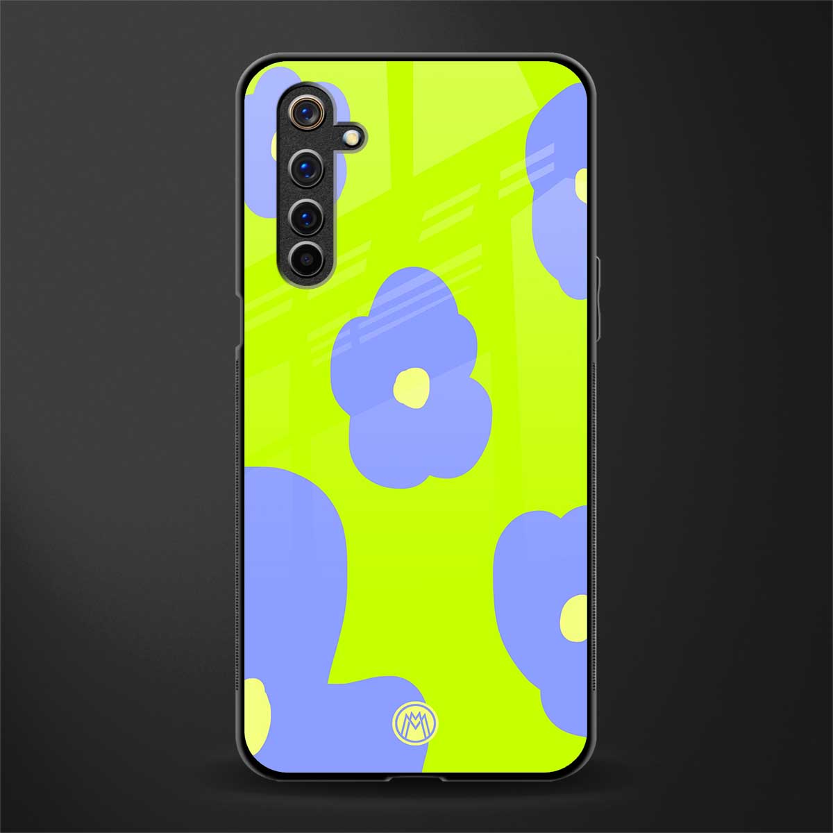 chartreuse arctic flowers glass case for realme 6i image