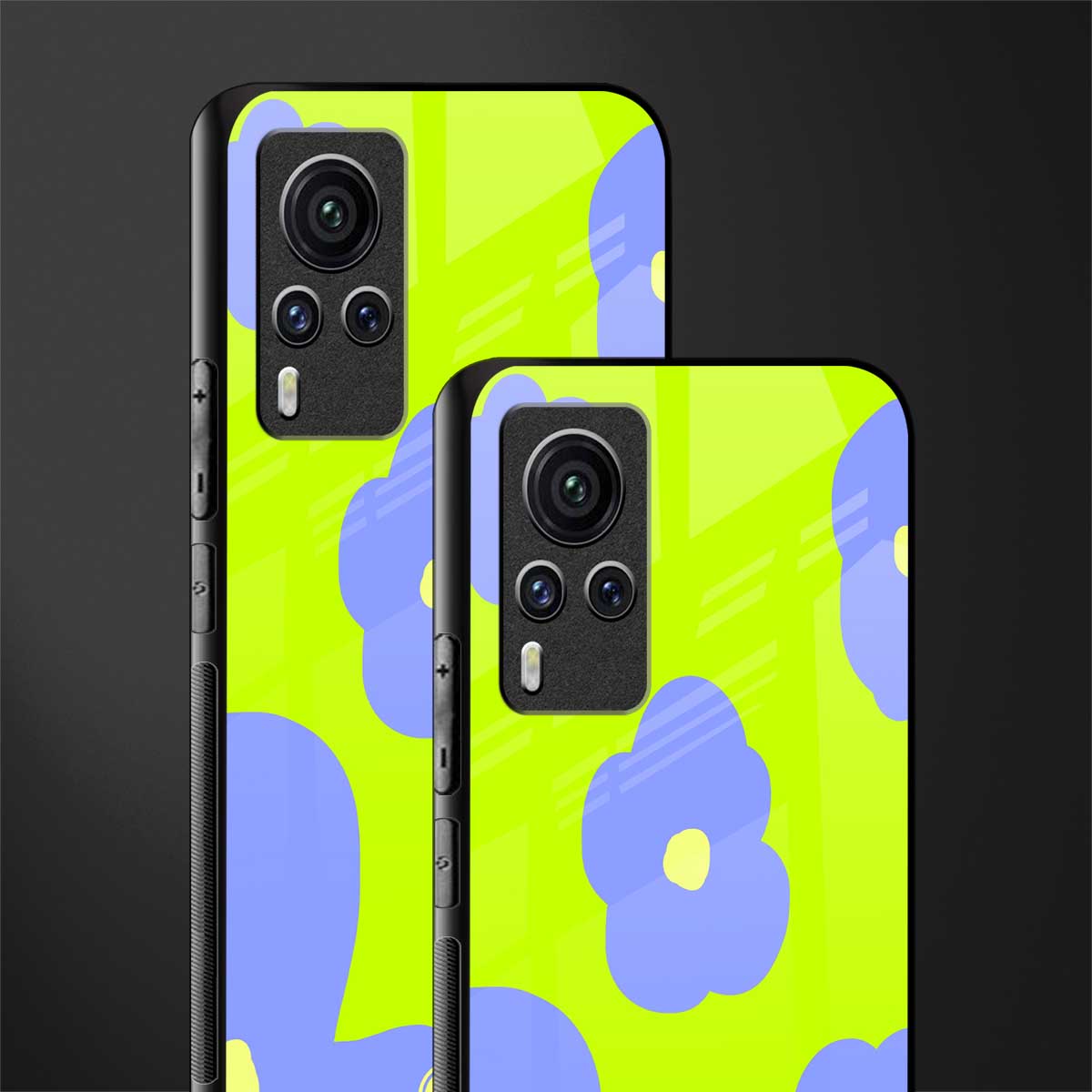 chartreuse arctic flowers glass case for vivo x60 pro image-2
