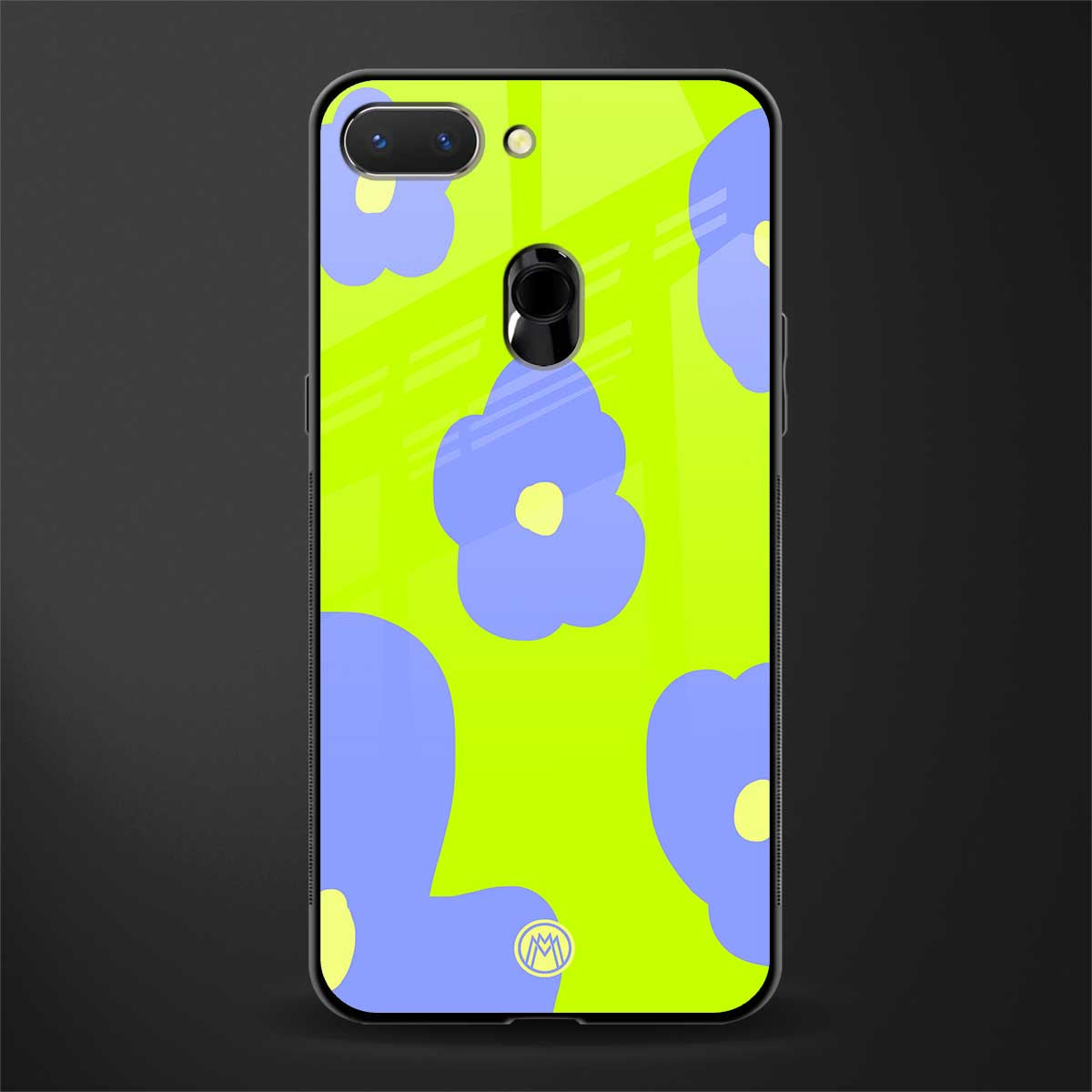 chartreuse arctic flowers glass case for oppo a5 image