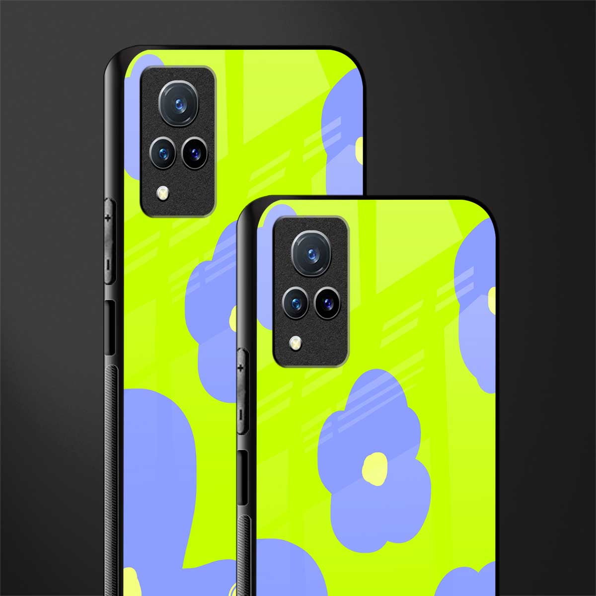 chartreuse arctic flowers glass case for vivo v21 5g image-2