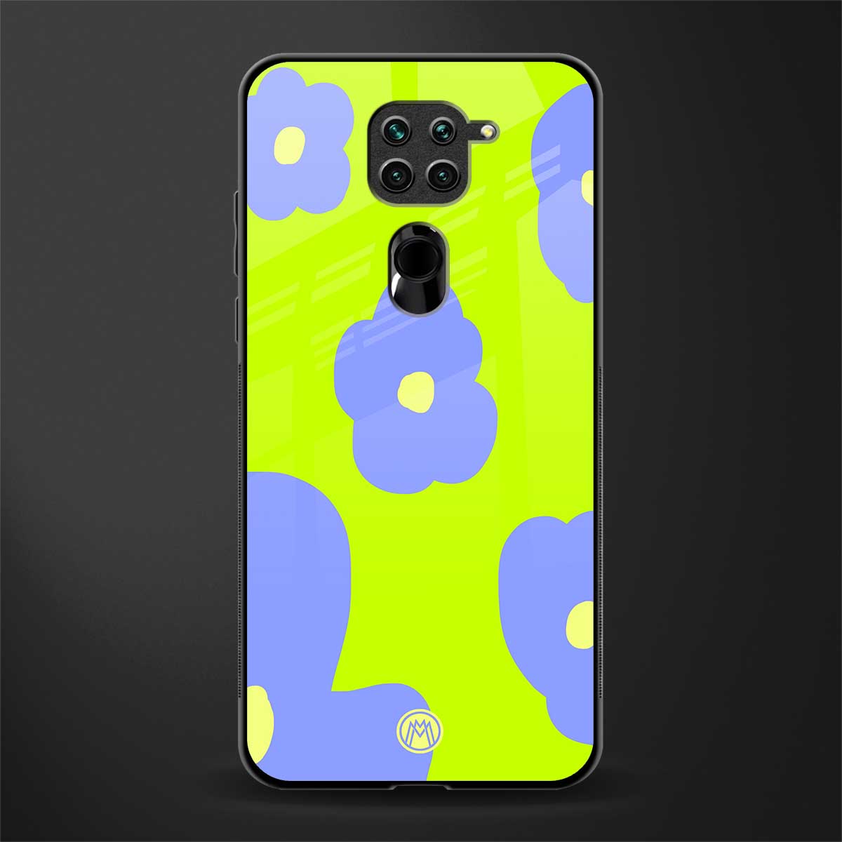 chartreuse arctic flowers glass case for redmi note 9 image