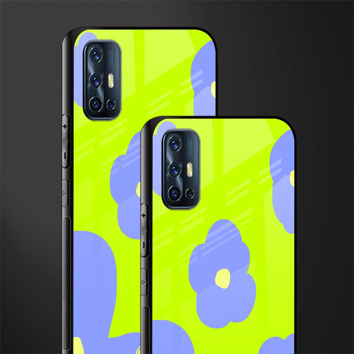 chartreuse arctic flowers glass case for vivo v17 image-2
